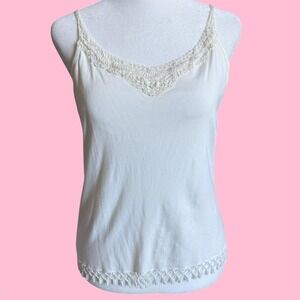 Vintage Y2K crochet beaded trim camo top size small shelf bra fairy Whimsigoth